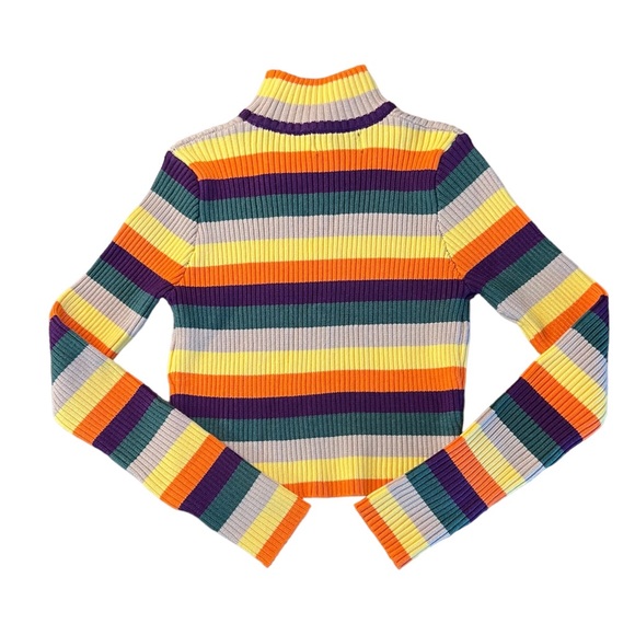 CIDER WOMENS COLORFUL STRIPED CROPPED TURTLENECK NWT - Picture 5 of 9